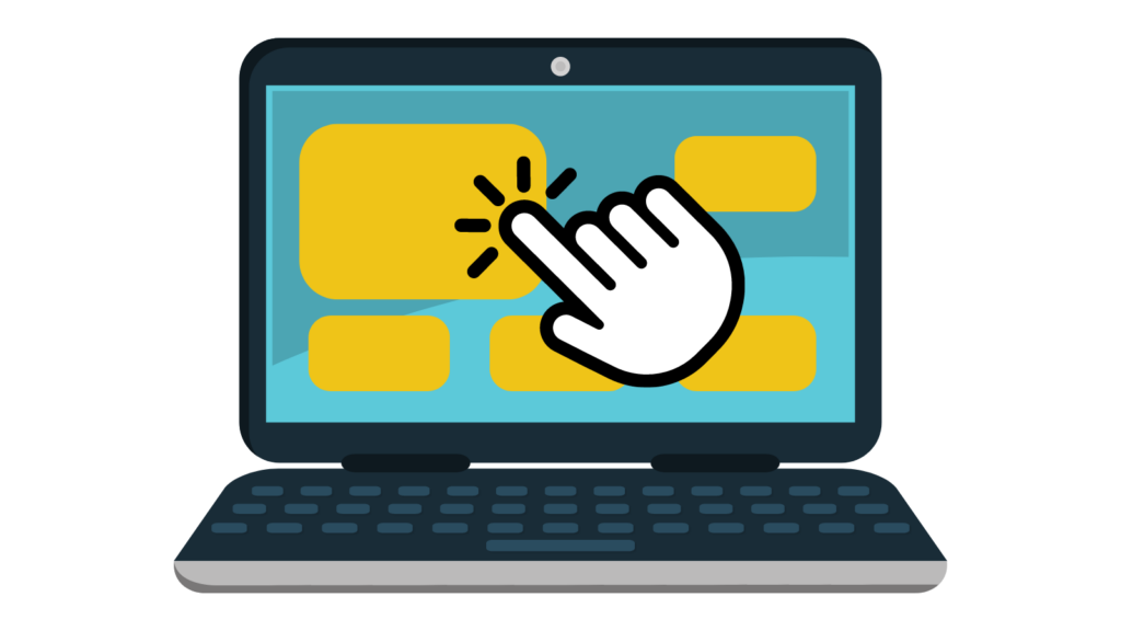 Hand clicking on box to drag-and-drop it in the activity.