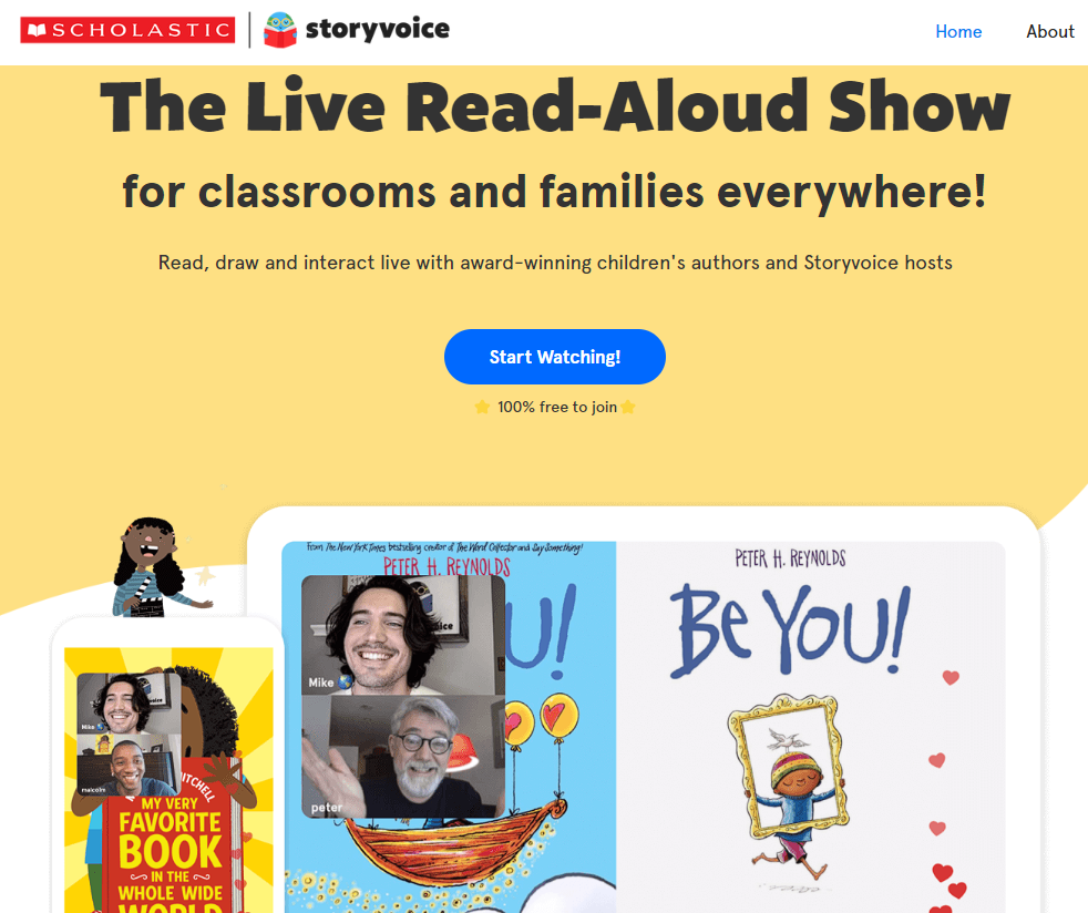 Screenshot by author of Scholastic's Storyvoice website