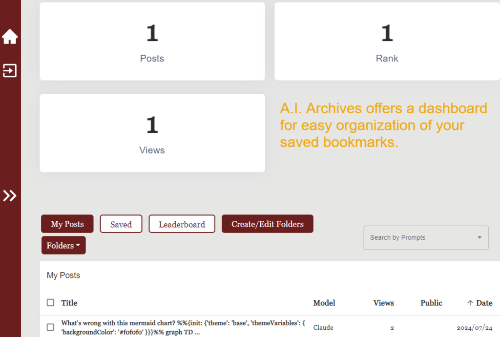 Screenshot by author of A.I. Archives component