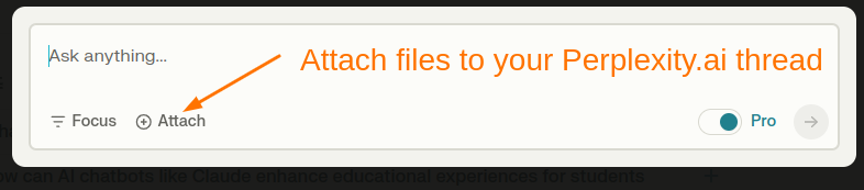Perplexity.ai Attach Files screenshot by author