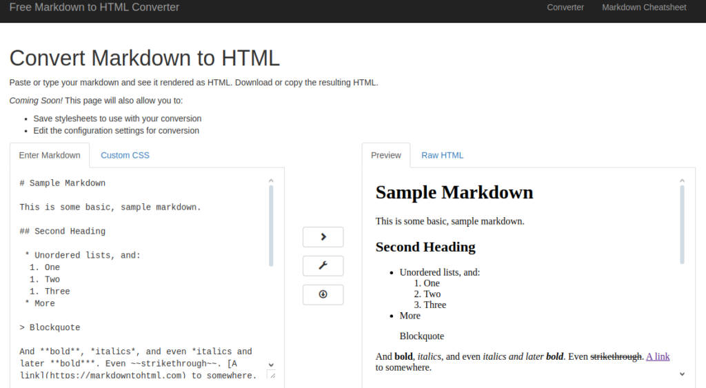 Screenshot by author of Convert Markdown to HTML