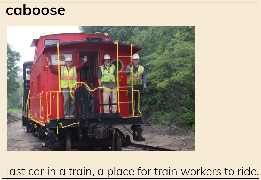 Image of a caboose from the website Visual Vocabulary.