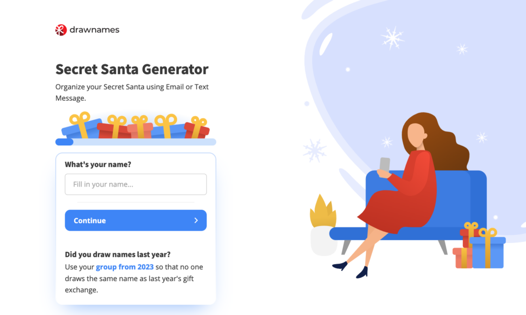 Organize your secret santa using email or text messages