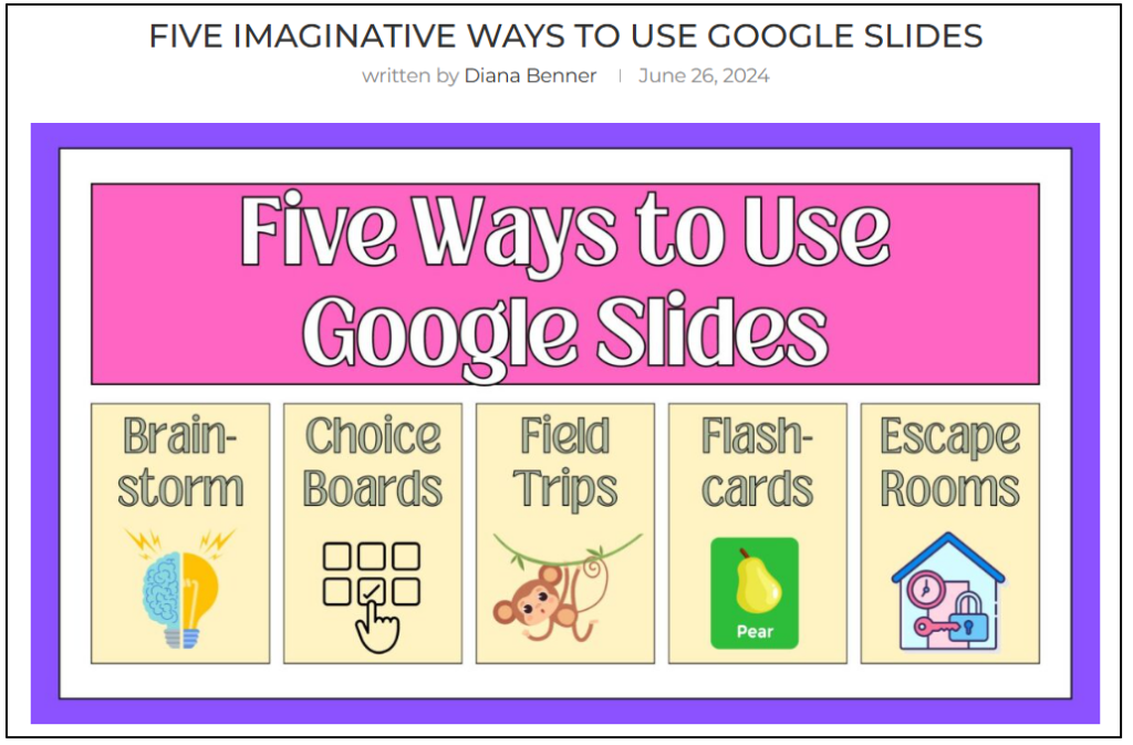 Image of Five Imaginative Ways to Use Google Slides blog header.