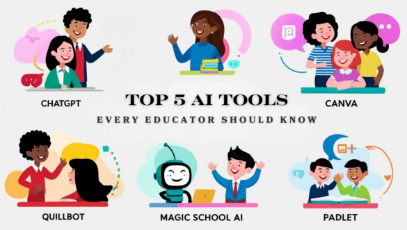 Image that states Top Five AI Tools Every Educator Should Know About