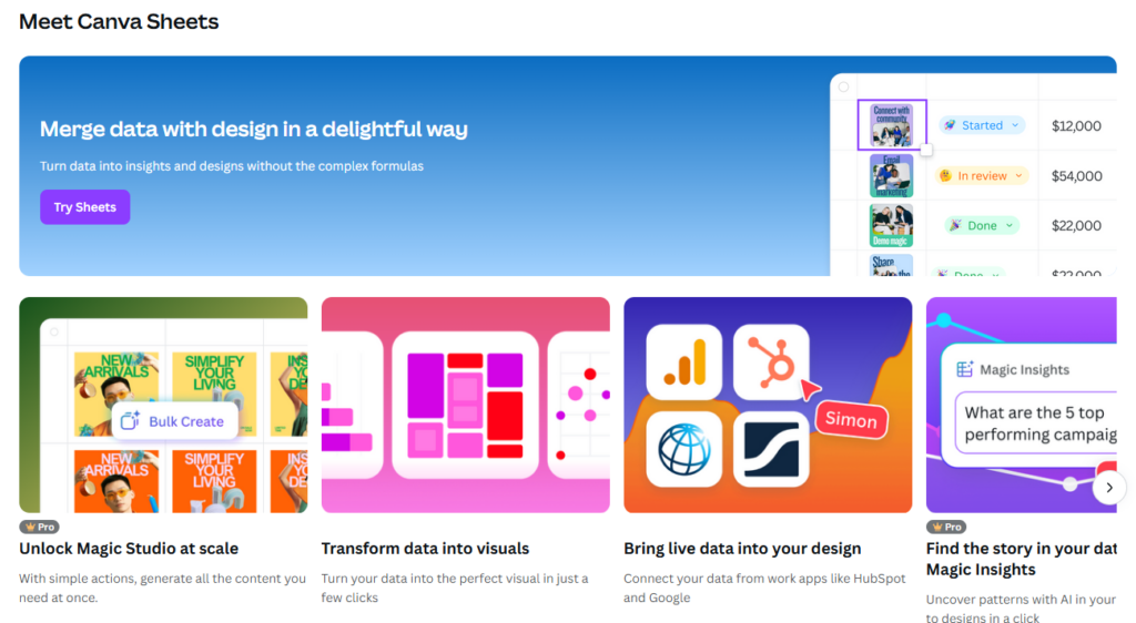 Screenshot by author of Canva Create New Features