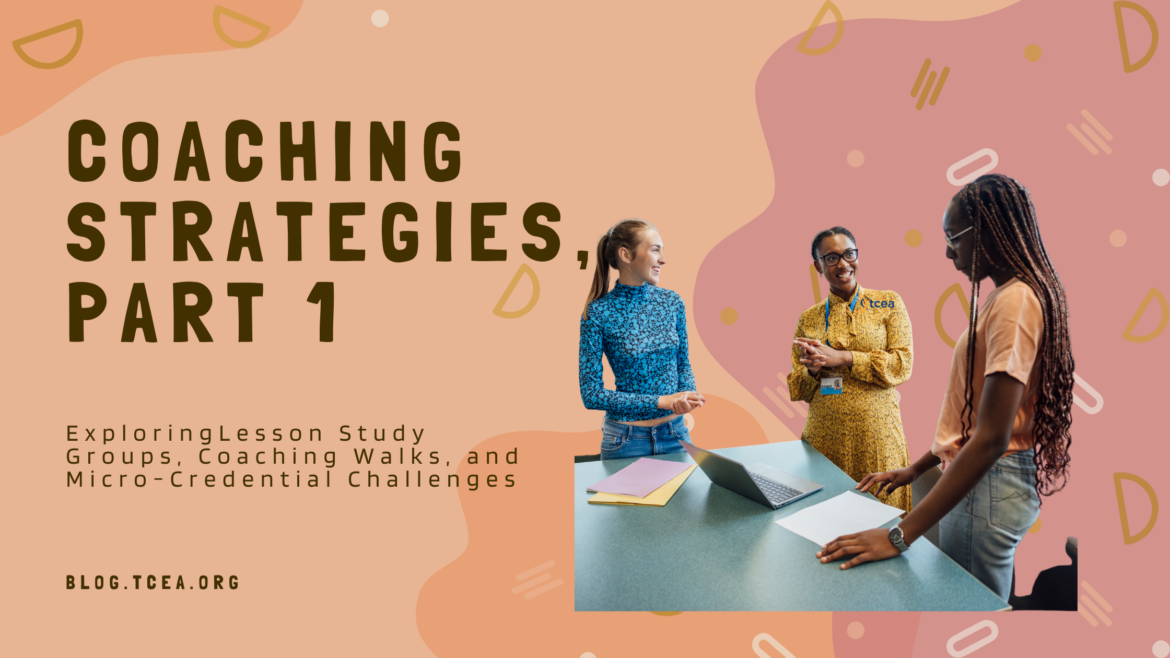 Coaching Strategies Part 1 A title slide containing the title and an image of three professionals around a table having a discussion about coaching strategies.