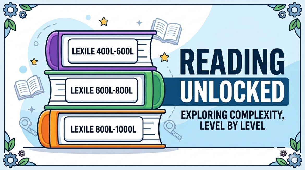 reading unlocked with Lexile levels on book spines